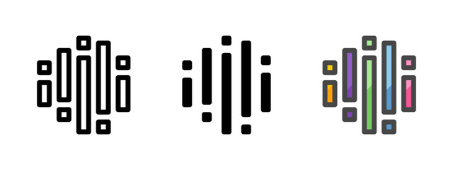 Multipurpose pixel icon in outline, glyph, filled outline style