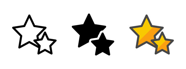 Multipurpose stars icon in outline, glyph, filled outline style