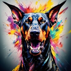dog bright abstract illustration in Street Art style created with generative AI software