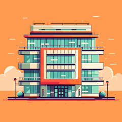 House exterior vector illustration front view with roof. Modern. Townhouse building apartment. Home facade with doors and windows.