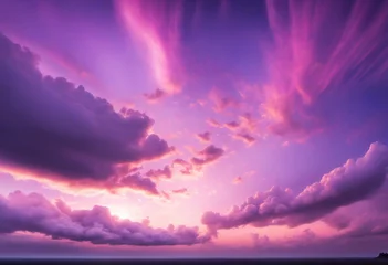 Gordijnen Blue sky with clouds. Delicate purple sunset background. © SR07XC3