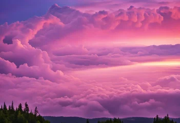 Fototapeten Blue sky with clouds. Сloudscape. Sky at sunset landscape background. Purple pink sunset. © SR07XC3