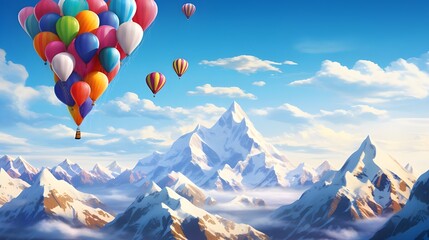 balloons in the mountains
