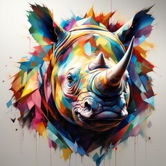 rhinoceros bright abstract illustration in Street Art style created with generative AI software