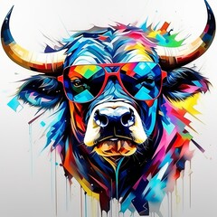 skull bright abstract illustration in Street Art style created with generative AI software