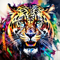 tiger  bright abstract illustration in Street Art style created with generative AI software