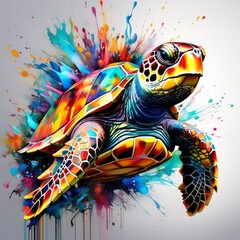 turtle bright abstract illustration in Street Art style created with generative AI software