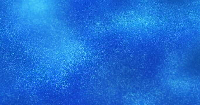Abstract particle background with turbulent motion, creating a dynamic blue textured effect in a seamless loop. 3D render