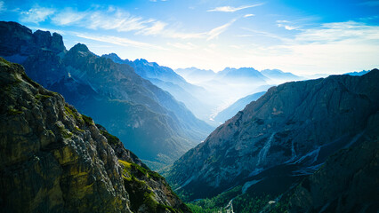panorama of misty mountains in the morning - Powered by Adobe