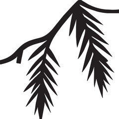 pine tree branch curved upward, icon