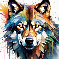 wolf bright abstract illustration in Street Art style created with generative AI software