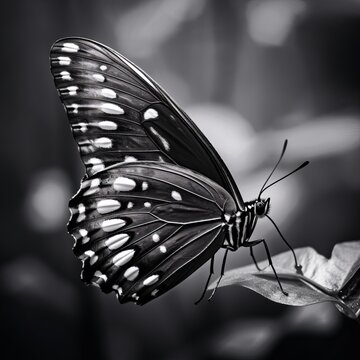 A butterfly  in black and white 