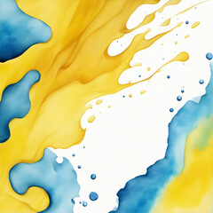 Yellow Watercolor Hand Drawn Paper Texture with Torn Stain on White Background for Design and Decoration