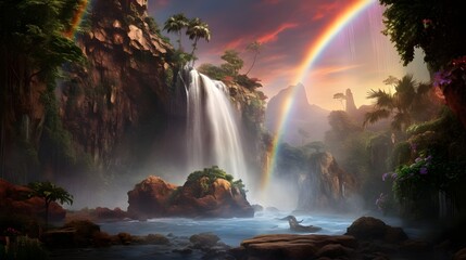 rainbow in jungle oasis
