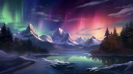 mountain with northern lights