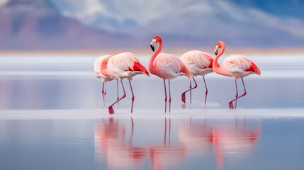 Naklejka premium Flamingos in the lake