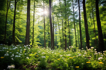 Fototapeta premium World nature, Forest world day, Earth day concept with forest treee nature and flower