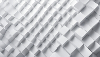 Minimalistic 3D illustration of abstract white cubes background with text space