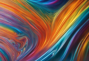 Iridescent abstract painting with warm rainbow colors.