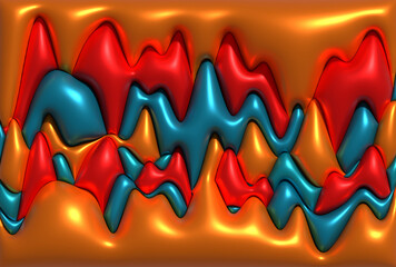 Abstract background with wavy shapes, 3D rendering illustration