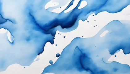 Crédence de cuisine en verre imprimé Cristaux Watercolor stain blue element. Watercolor texture on paper photo on a white background isolated