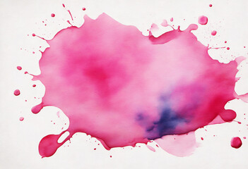 Pink watercolor splatter on white background