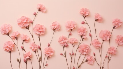  a group of pink flowers on a pink background with a pink wall in the background and a pink wall in the foreground.