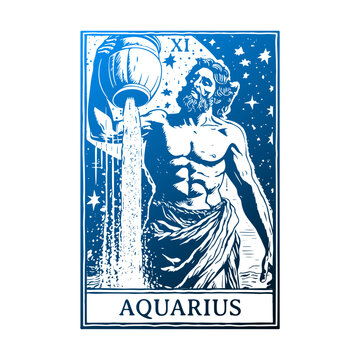 Aquarius Illustration Clip Art Design Shape. Tarot Card Silhouette Icon Vector.