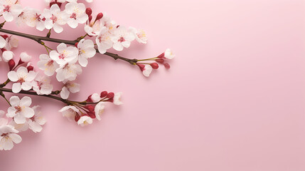 Fototapeta na wymiar Pink cherry blossom. Copy space. Mother's and woman's day banner.