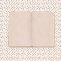Illustration of an open empty notebook without inscriptions, on a textured background. Minimalistic notepad illustration
