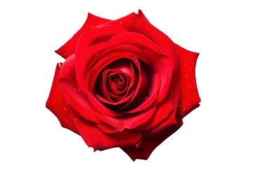 Red colored rose flower on transparent background. Generative AI illustration