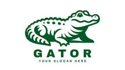 gator logo illustration, design of a baby alligator or crocodile green vector logo concept - obrazy, fototapety, plakaty