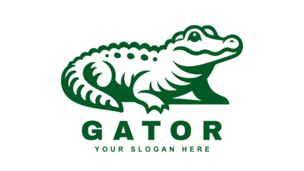 Fototapeten gator logo illustration, design of a baby alligator or crocodile green vector logo concept © Mahmoud