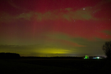 Huge aurora borealis observed near Stalowa Wola, Subcarpathian Voivodeship, Poland