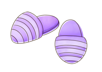 Pajama party. purple striped funny fluffy comfort slippers on transparent background. clip art cute slumber. watercolor style for kids. cutout comfortable delicate home bedtime shoes. Good night