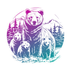 Bear Illustration Clip Art Design Shape. Animals Silhouette Icon Vector. - obrazy, fototapety, plakaty