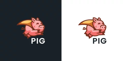 Fotobehang Luxury pig animals logo design inspiration © pardiJP