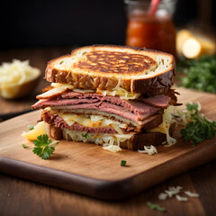 Grilled Reuben Delight - Savory Corned Beef and Sauerkraut Fusion
