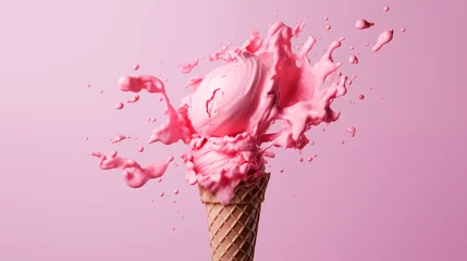 Rolgordijnen pink paint splash ice cream © Berkant