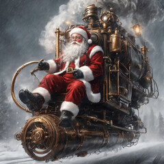 Santa Claus on the steam locomotive