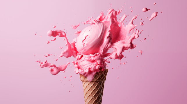 pink paint splash ice cream