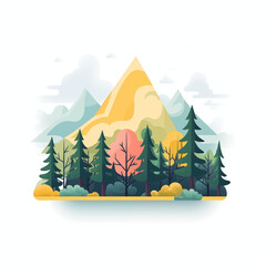 Mountain with Forest Landscape Illustration