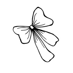 Fototapeta premium Linear sketch, doodle of a festive bow. Vector graphics.