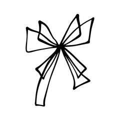 Sketch, doodles of a festive bow. Vector graphics.	