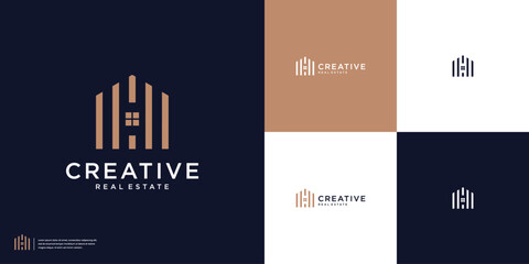 Minimalist home real estate logo design inspiration - obrazy, fototapety, plakaty