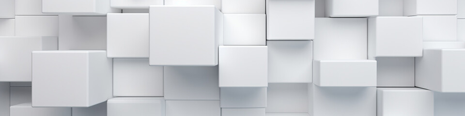 A creative wallpaper design displaying shifted white cube boxes in a random arrangement, offering a visually interesting backdrop with ample room for content placement.