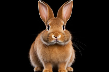 Obraz premium rabbit on black background. white rabbit on black background. Macro. Full length rabbit isolated on black.Closeup Head Funny Little rabbit, Brown Fur, isolated on Black Background, Front view