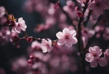 Fototapeta na wymiar Spring flower background - Pink beautiful blooming cherry blossoms and bokeh