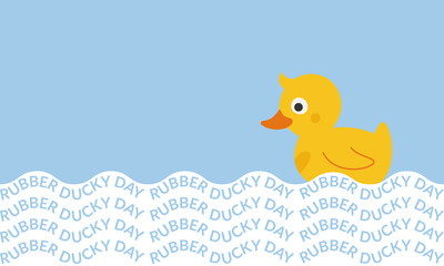 National Rubber Ducky Day banner, January 13. The duck is swimming. Text. Vector illustration