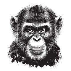 Proud monkey face hand drawn sketch Wild animals illustration